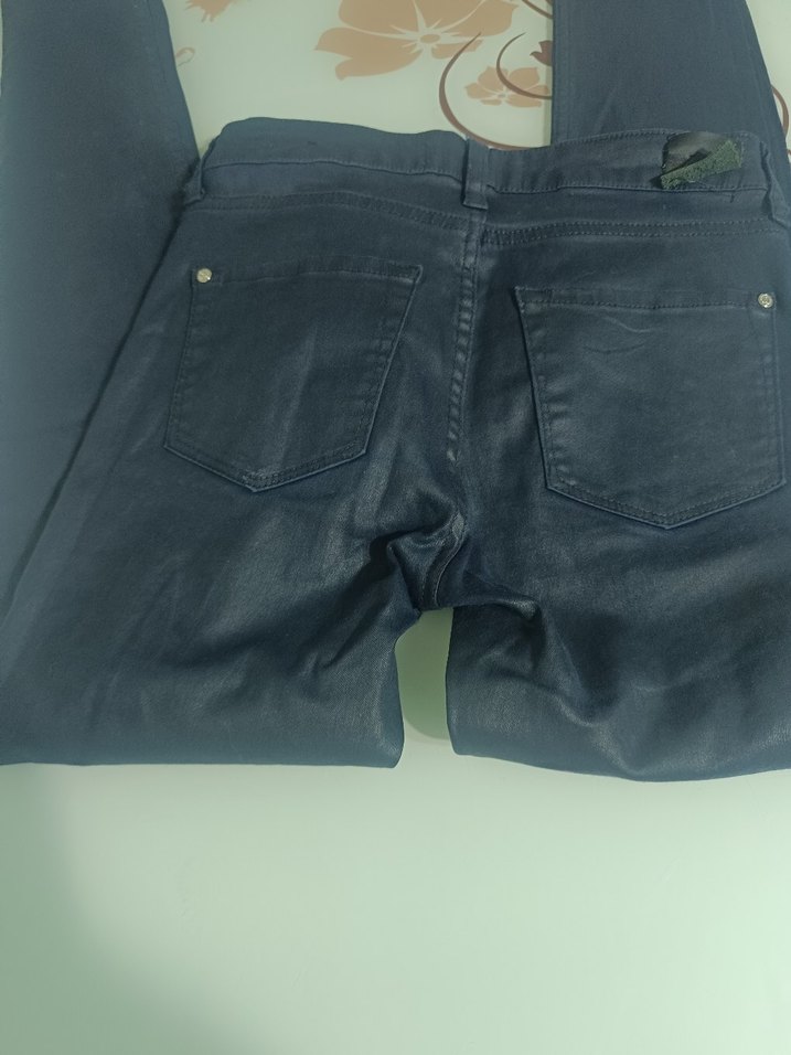 Koyu Mavi Kadın deri  Pantolon - Görsel 5