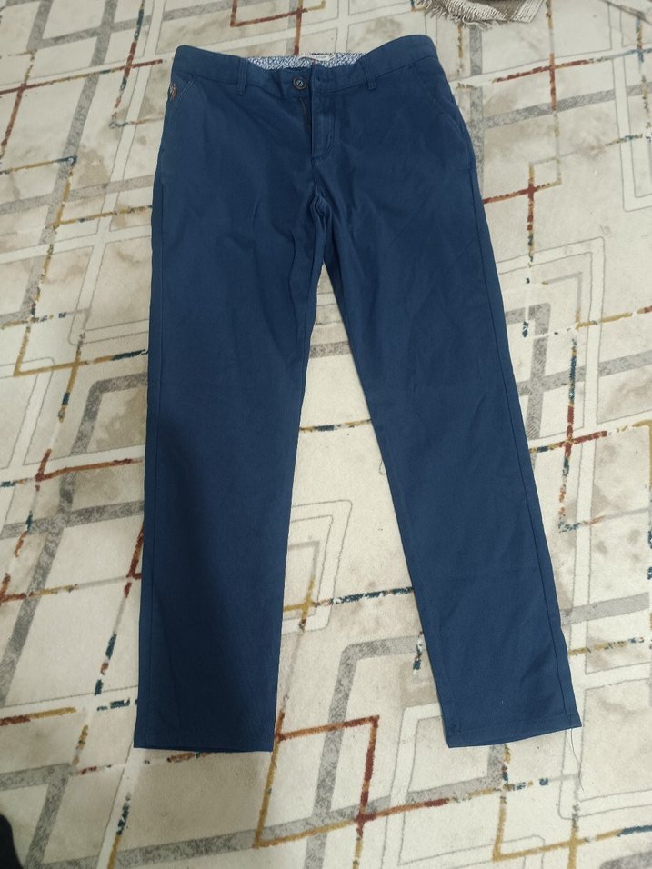 Erkek Lacivert Pilili Normal Kesim Pantolon - Görsel 3