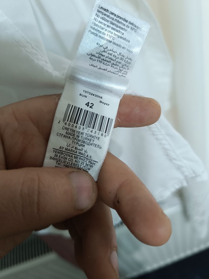 Erkek Beyaz Pamuklu Düğmeli Gömlek - Görsel 4