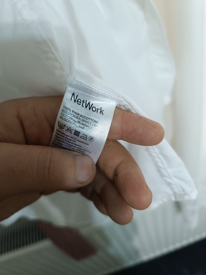 Erkek Beyaz Pamuklu Düğmeli Gömlek - Görsel 5