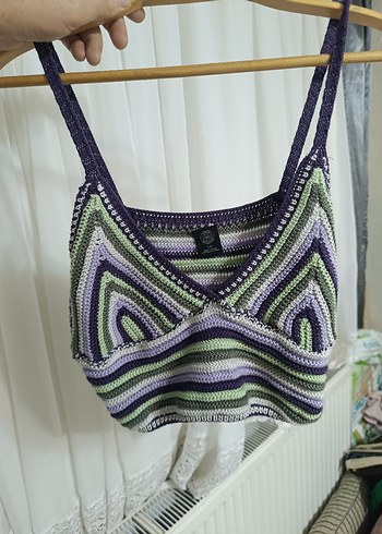 Mor Gri Bohem Mini Bağlamalı Büstiyer - Görsel 2