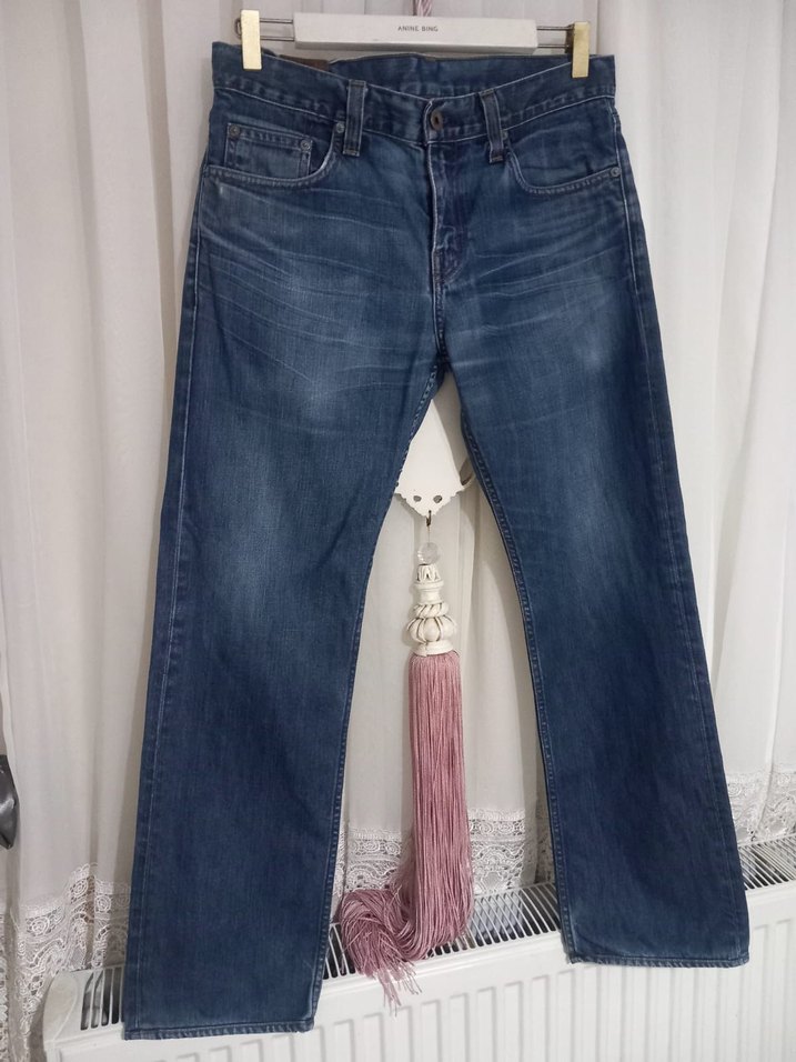 Düğmeli Lacivert Erkek Denim Pantolon - Görsel 2