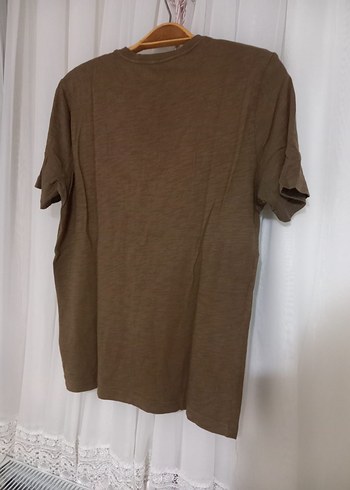 Düğmeli Keten Erkek Bej Tişört - Görsel 2