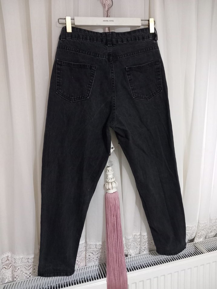 Siyah Rahat Kesim Kadın Kot Pantolon - Görsel 2