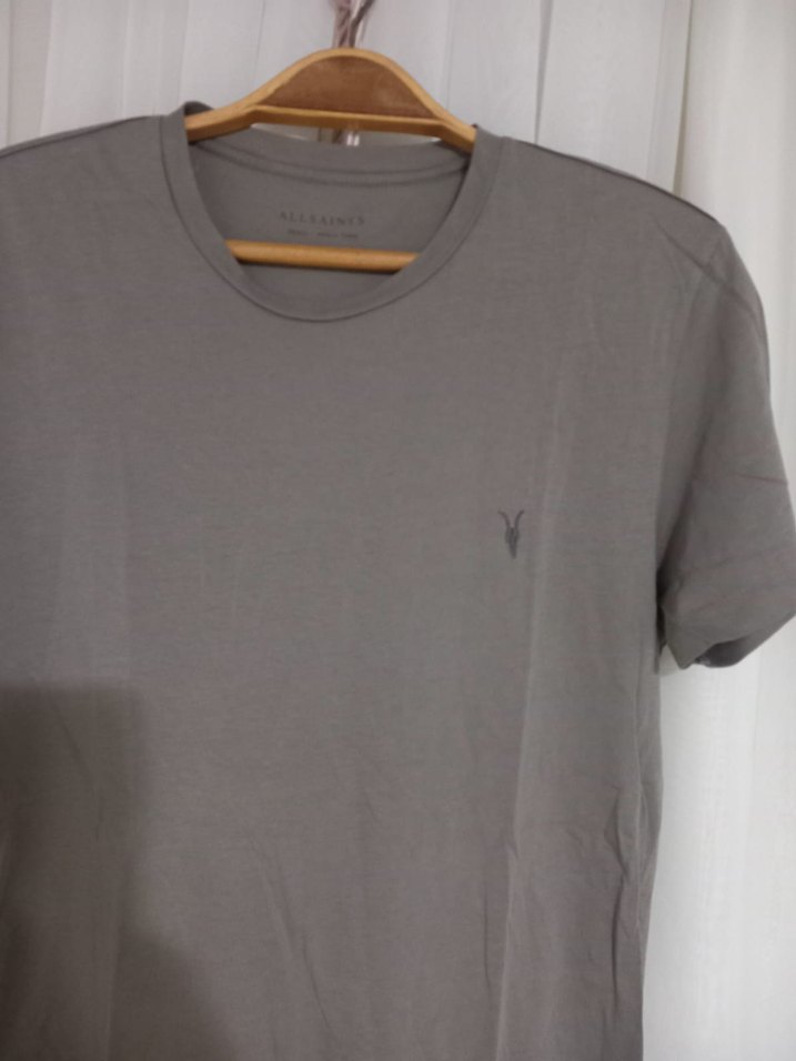 Erkek Gri Kısa Kollu Keten Tişört - Görsel 3