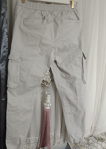 açık gri Kemerli Rahat Kesim erkek Pantolon - Görsel 4