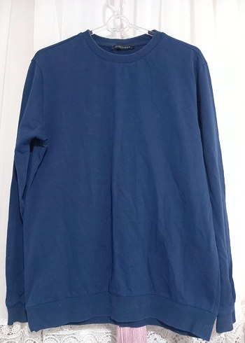 Kadın Mavi Baskılı Denim Sweatshirt - Görsel 2