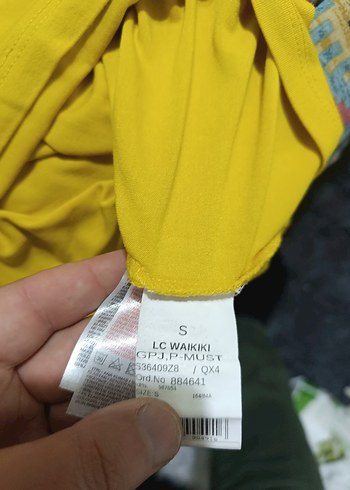 Sarı Kısa Kollu Pamuklu Tişört - Görsel 6