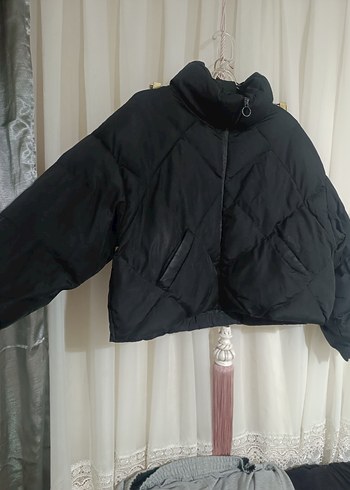 Siyah Kısa Kadın Mont - Görsel 2