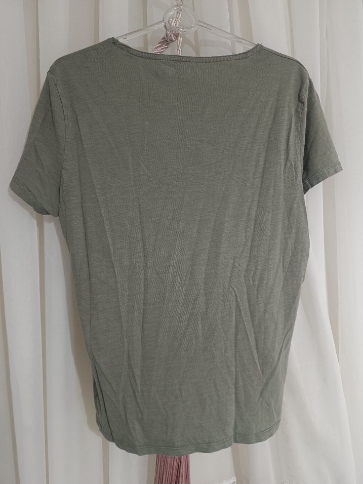 Gri Keten Kadın Tişört - Görsel 2