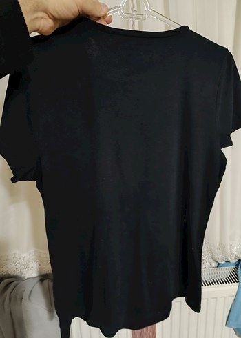 Siyah Kadın Kısa Kollu Basic Tişört - Görsel 2