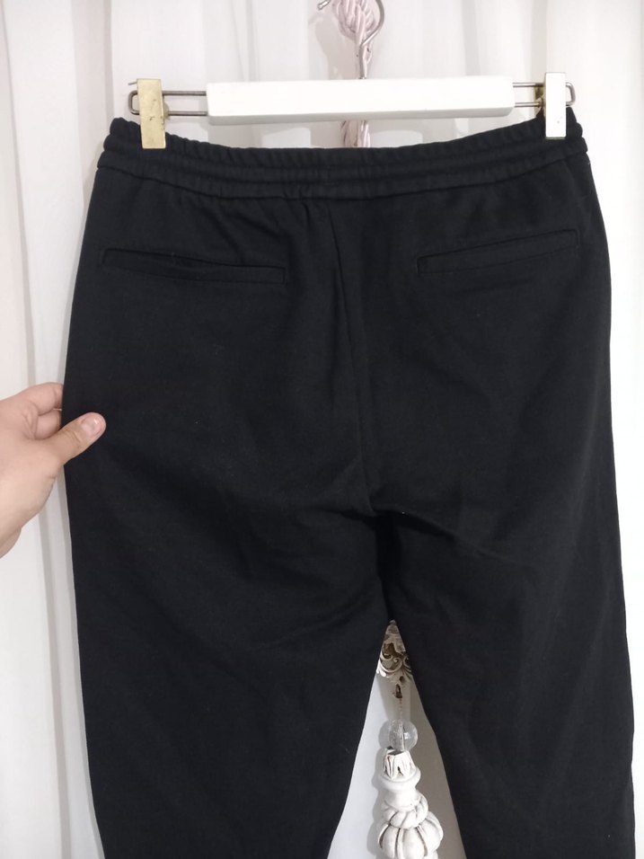 Siyah Bağcıklı erkek Rahat Kumaş Pantolon - Görsel 4