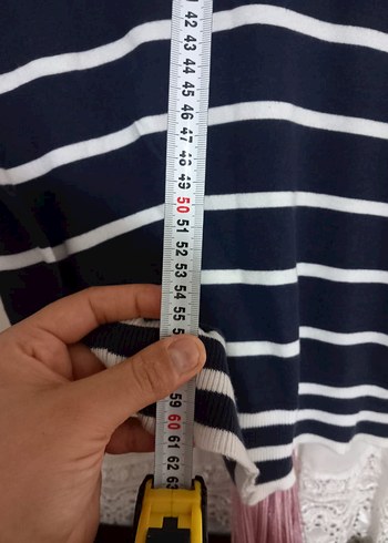 Lacivert Beyaz Çizgili Polo Yaka Triko Kazak - Görsel 6