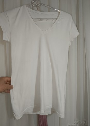 Kadın Beyaz Uzun Kollu Pamuklu Tişört - Görsel 2