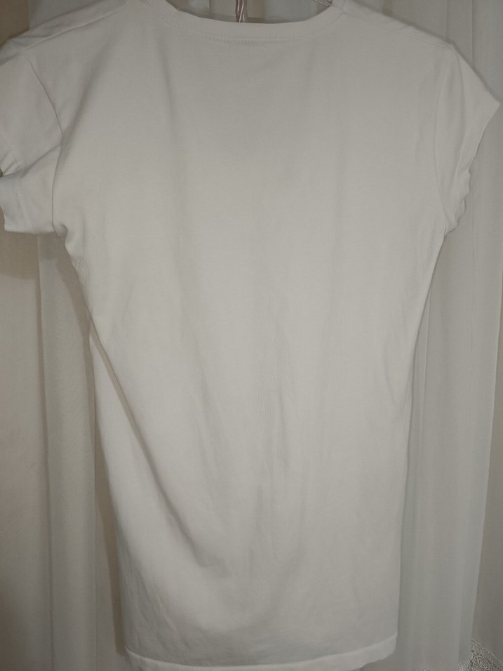 Kadın Beyaz Uzun Kollu Pamuklu Tişört - Görsel 4