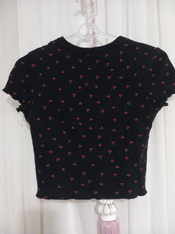 kadın Siyah Baskılı Kısa Kollu Tişört - Görsel 2