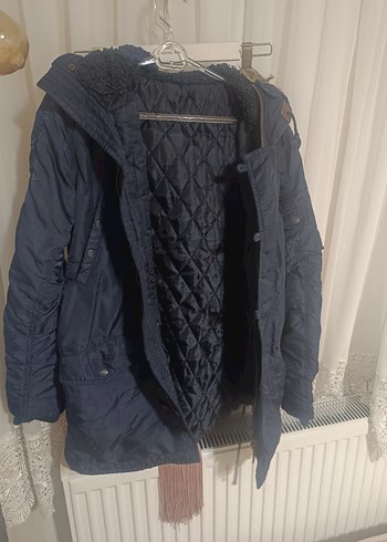 Kürklü Lacivert Erkek Midi Mont - Görsel 2