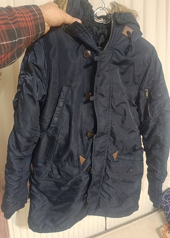 Kürklü Lacivert Erkek Midi Mont - Görsel 5