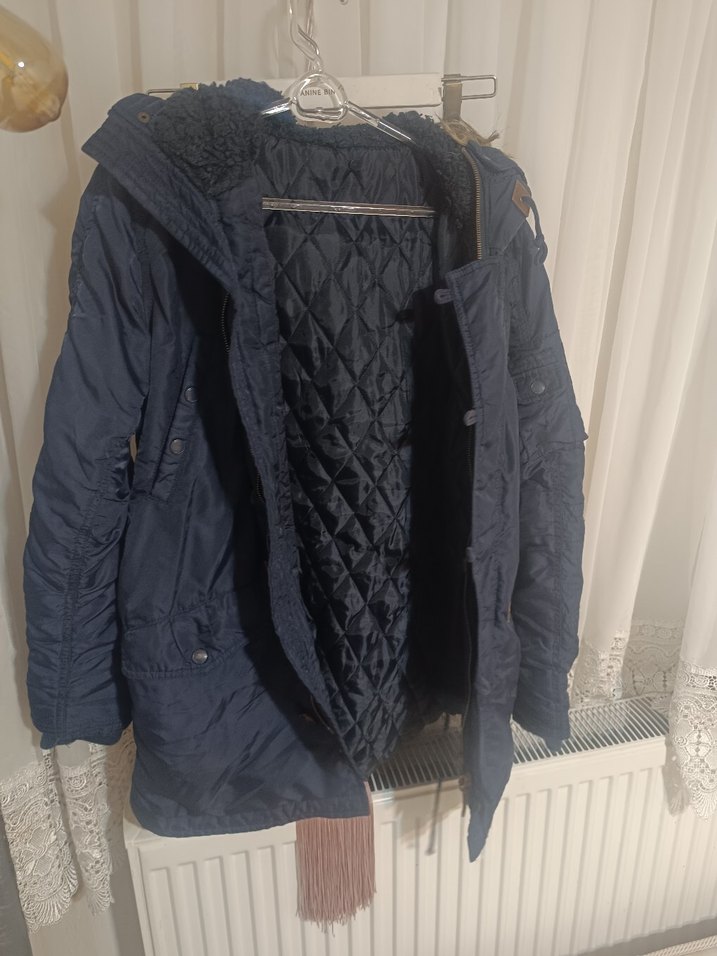 Kürklü Lacivert Erkek Midi Mont - Görsel 2