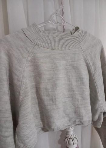 Gri Örgü Kadın Triko Kazak - Görsel 2