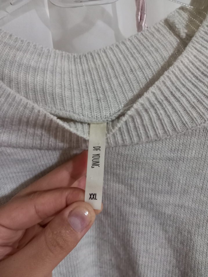 Gri Örgü Kadın Triko Kazak - Görsel 5