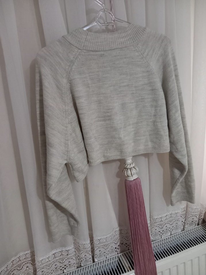 Gri Örgü Kadın Triko Kazak - Görsel 3