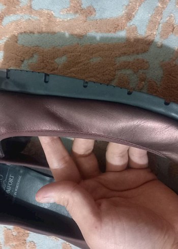 Kahverengi Deri Dolgu Topuk Kadın Babet - Görsel 3