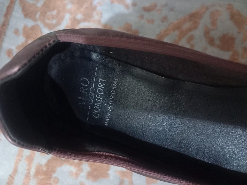 Kahverengi Deri Dolgu Topuk Kadın Babet - Görsel 5