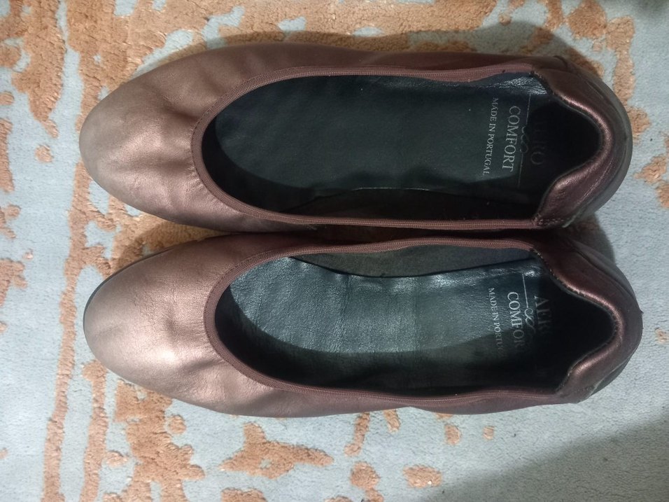 Kahverengi Deri Dolgu Topuk Kadın Babet - Görsel 2