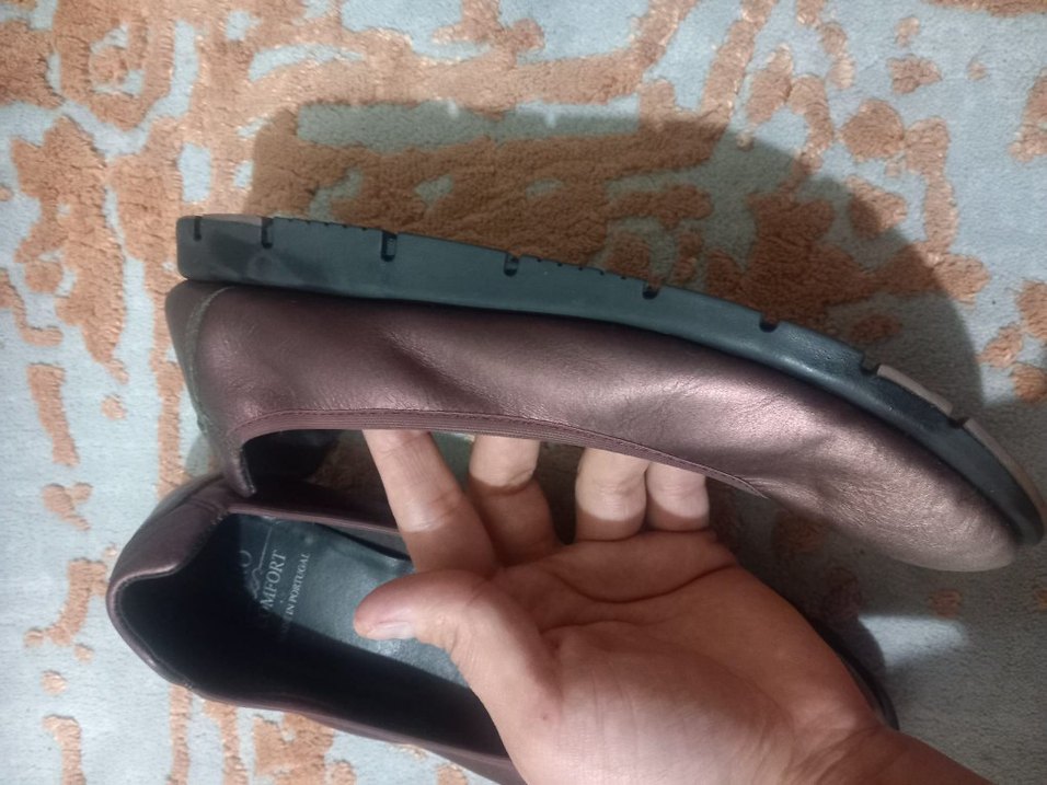 Kahverengi Deri Dolgu Topuk Kadın Babet - Görsel 3