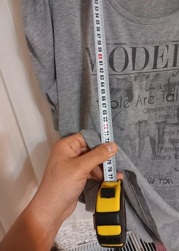 Gri Baskılı Kısa Kollu Tişört - Görsel 4