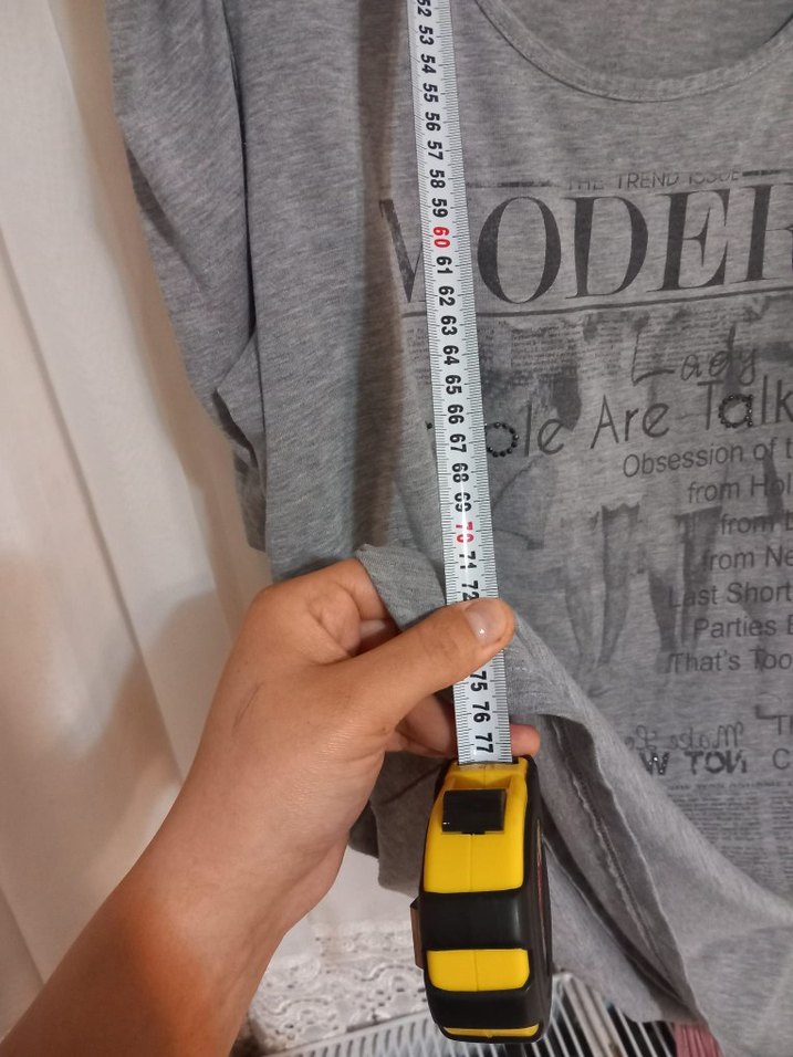 Gri Baskılı  Kısa Kollu Tişört - Görsel 4