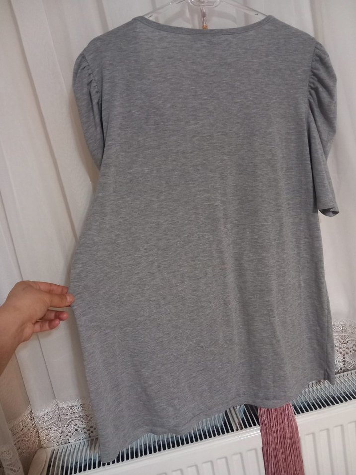 Gri Baskılı  Kısa Kollu Tişört - Görsel 3