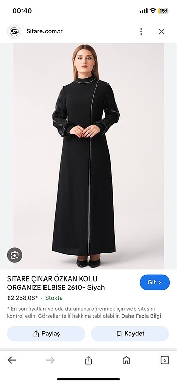 40 Beden Çınar özkaran abiye siyah elbise