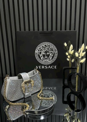 Versace Gri Deri Yılan Desenli Kadın Çanta