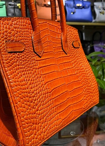  Beden turuncu Renk Hermes Birkin Crocodile 30 cm ???? Hakiki Deri İthal Aksesuarlı 