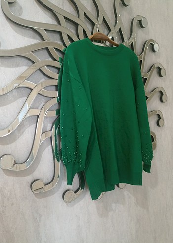 Zara Yeşil Uzun Kollu Triko Kadın Kazak
