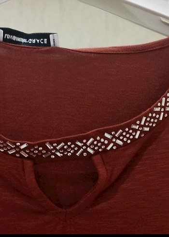 Bordo Zincir Detaylı V Yaka Kadın Bluz
