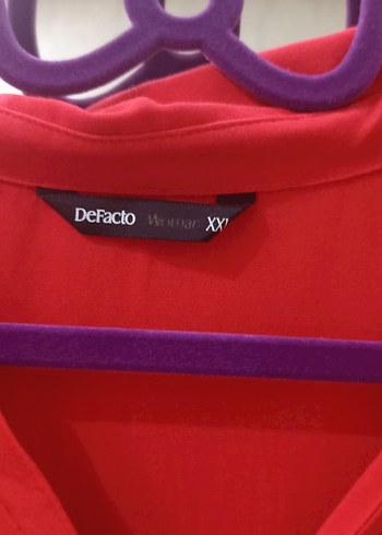 Kırmızı V Yaka Uzun Kollu Salaş Bluz - Görsel 2