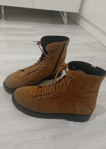 Kahverengi Süet Stiletto Topuklu Kadın Bot - Görsel 4