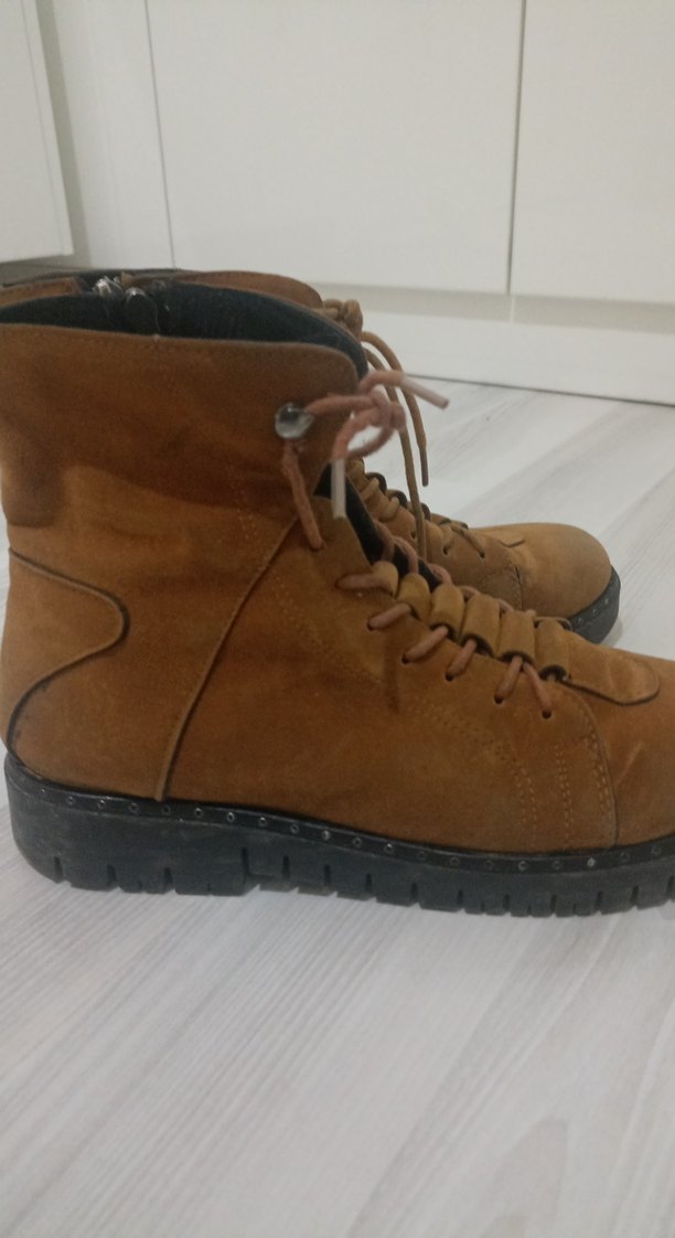 Kahverengi Süet Stiletto Topuklu Kadın Bot - Görsel 2