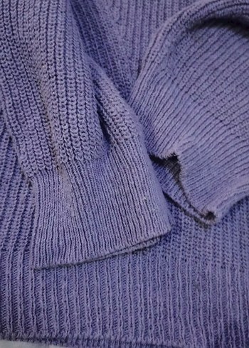Kadın Mor Örgü Bisiklet Yaka Kazak - Görsel 5