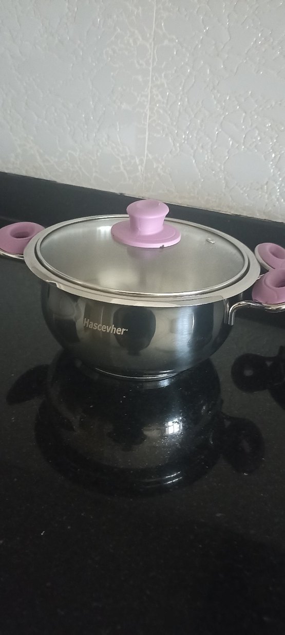 Pembe Saplı Gri Tencere Seti - Görsel 4