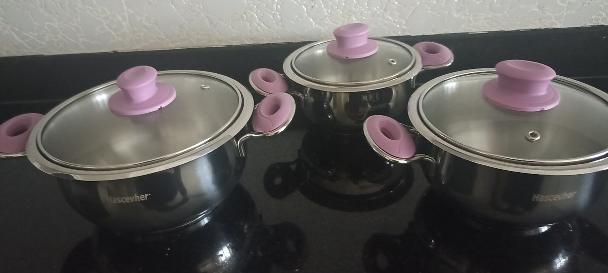 Pembe Saplı Gri Tencere Seti - Görsel 2