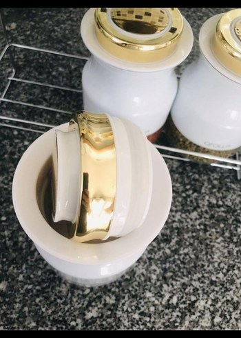 11 parça beyaz ve Altın Kapaklı Mutfak Baharat Seti - Görsel 4