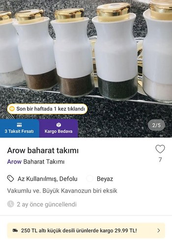 11 parça beyaz ve Altın Kapaklı Mutfak Baharat Seti - Görsel 3