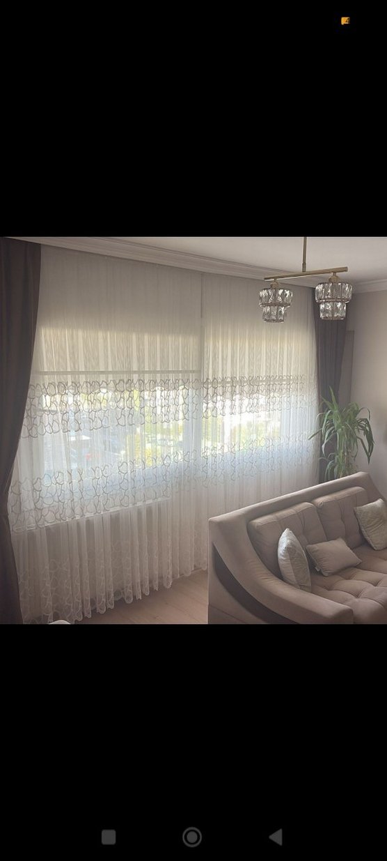 iki adet  İşlemeli Beyaz Tül Perde - Görsel 3