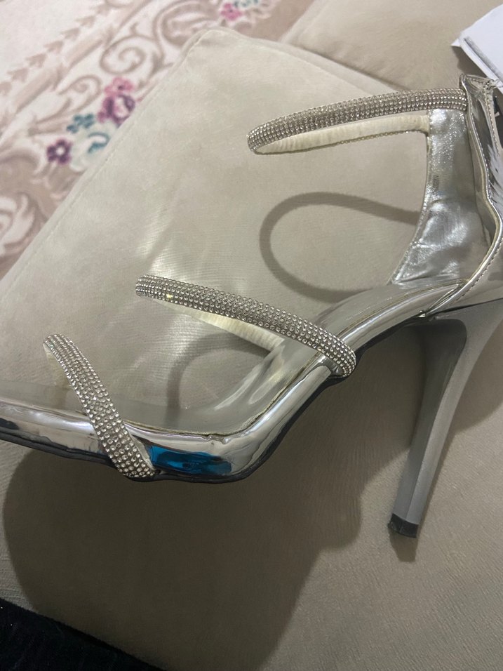 Gri Stiletto Topuklu Kadın Ayakkabı - Görsel 5