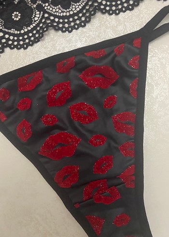 Koyu Kırmızı Baskılı simli Sütyen Takımı - Görsel 2