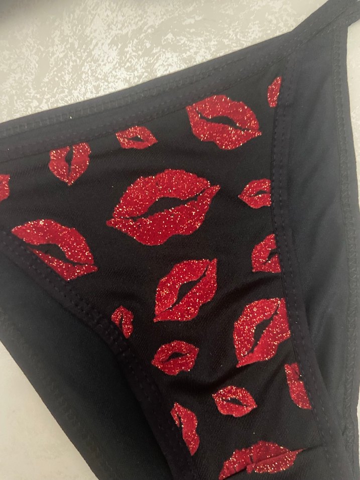 Kırmızı Baskılı simli Sütyen Takımı - Görsel 2